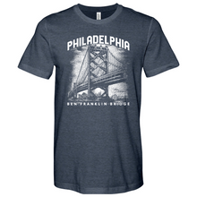 Load image into Gallery viewer, Ben Franklin Bridge Heathered Tee
