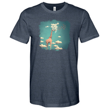 Load image into Gallery viewer, Giraffee Withe Cloud And Bird Heathered Tee