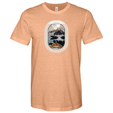Load image into Gallery viewer, A Boat on a Lake with Mountains Heathered Tee