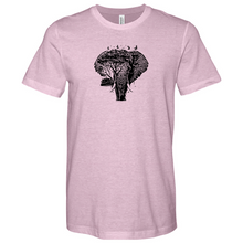 Load image into Gallery viewer, An Elephant is Surrounded by Trees and Birds Heathered Tee