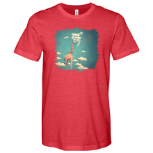 Load image into Gallery viewer, Giraffee Withe Cloud And Bird Heathered Tee