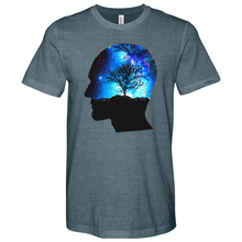 Load image into Gallery viewer, Man Head With Galaxy Tree Heathered Tee