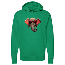 Load image into Gallery viewer, Red Glass Elephant Midweight Hooded Sweatshirt