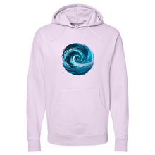 Load image into Gallery viewer, Swirl Wave Blue White Midweight Hooded Sweatshirt