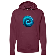 Load image into Gallery viewer, Swirl Wave Blue Midweight Hooded Sweatshirt
