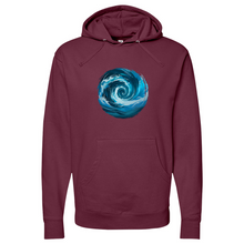 Load image into Gallery viewer, Swirl Wave Blue White Midweight Hooded Sweatshirt