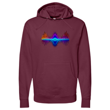 Load image into Gallery viewer, Frequency Red Orange Purple Midweight Hooded Sweatshirt