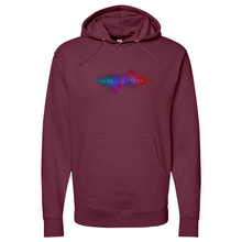 Load image into Gallery viewer, Frequency Waves Red, Blue Without Bg Midweight Hooded Sweatshirt