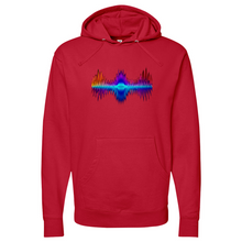 Load image into Gallery viewer, Frequency Red Orange Purple Midweight Hooded Sweatshirt