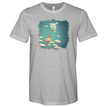 Load image into Gallery viewer, Giraffee Withe Cloud And Bird Heathered Tee
