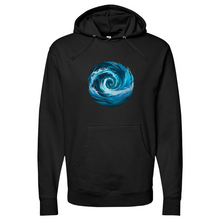 Load image into Gallery viewer, Swirl Wave Blue White Midweight Hooded Sweatshirt
