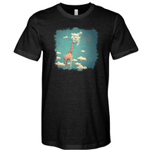 Load image into Gallery viewer, Giraffee Withe Cloud And Bird Heathered Tee
