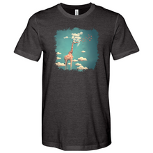 Load image into Gallery viewer, Giraffee Withe Cloud And Bird Heathered Tee
