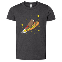 Load image into Gallery viewer, Beaver Riding a Hotdog Youth Heathered Tee
