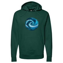 Load image into Gallery viewer, Swirl Wave Blue White Midweight Hooded Sweatshirt
