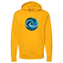 Load image into Gallery viewer, Swirl Wave Blue White Midweight Hooded Sweatshirt
