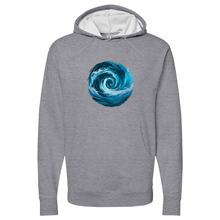 Load image into Gallery viewer, Swirl Wave Blue White Midweight Hooded Sweatshirt
