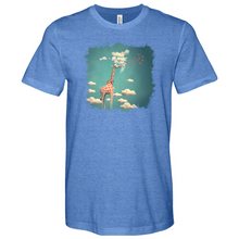 Load image into Gallery viewer, Giraffee Withe Cloud And Bird Heathered Tee
