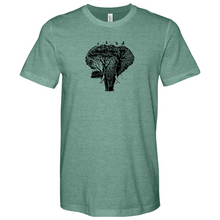Load image into Gallery viewer, An Elephant is Surrounded by Trees and Birds Heathered Tee
