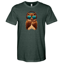 Load image into Gallery viewer, Owl With Sunglass and Headphone Heathered Tee
