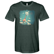 Load image into Gallery viewer, Giraffee Withe Cloud And Bird Heathered Tee
