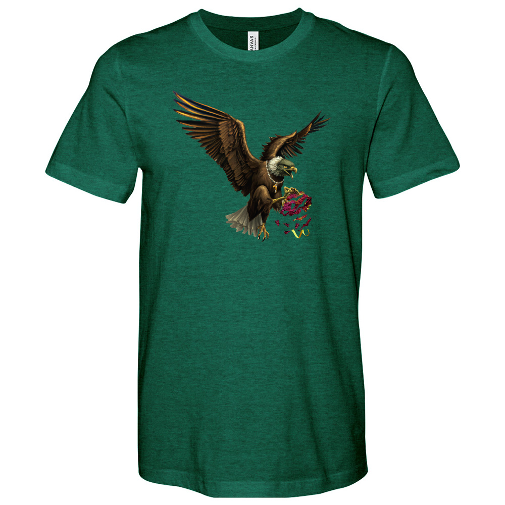 Green Eagle & Shredded Fabric Heathered Tee