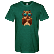 Load image into Gallery viewer, Owl With Sunglass and Headphone Heathered Tee
