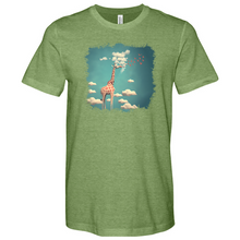 Load image into Gallery viewer, Giraffee Withe Cloud And Bird Heathered Tee
