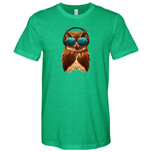 Load image into Gallery viewer, Owl With Sunglass and Headphone Heathered Tee
