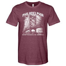 Load image into Gallery viewer, Ben Franklin Bridge Heathered Tee
