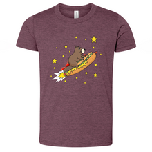 Load image into Gallery viewer, Beaver Riding a Hotdog Youth Heathered Tee
