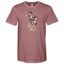 Load image into Gallery viewer, A Giraffe With Flowers on its Leg Heathered Tee
