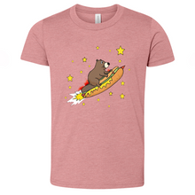 Load image into Gallery viewer, Beaver Riding a Hotdog Youth Heathered Tee

