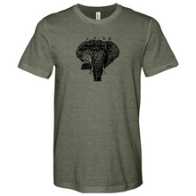 Load image into Gallery viewer, An Elephant is Surrounded by Trees and Birds Heathered Tee
