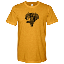 Load image into Gallery viewer, An Elephant is Surrounded by Trees and Birds Heathered Tee
