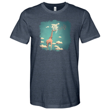 Load image into Gallery viewer, Giraffee Withe Cloud And Bird Heathered Tee
