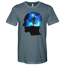 Load image into Gallery viewer, Man Head With Galaxy Tree Heathered Tee
