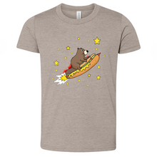 Load image into Gallery viewer, Beaver Riding a Hotdog Youth Heathered Tee
