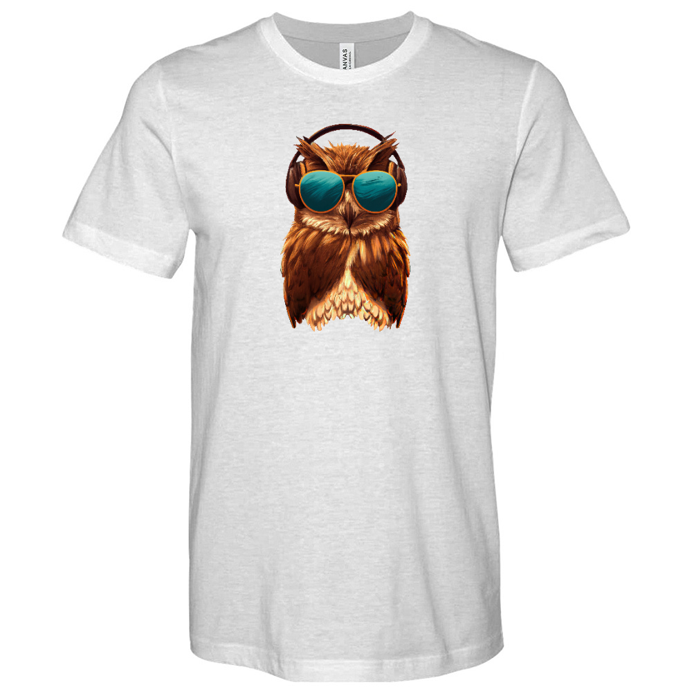 Owl With Sunglass and Headphone Heathered Tee