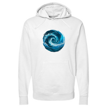 Load image into Gallery viewer, Swirl Wave Blue White Midweight Hooded Sweatshirt
